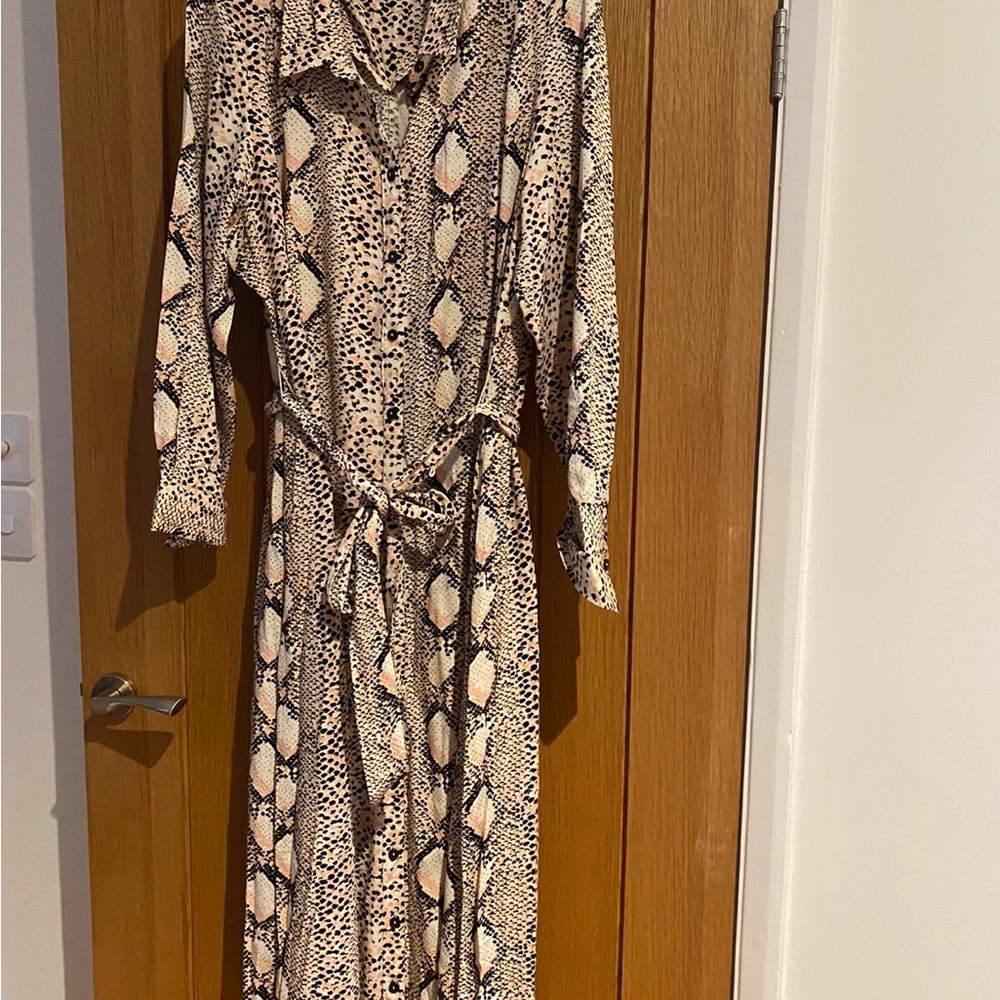 Stylish Snake Print Shirt Dress